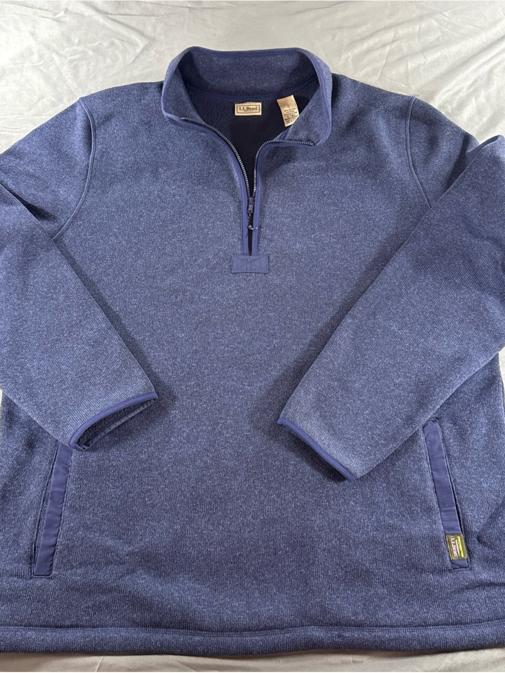 L.L. Bean Men's Blue Quarter-Zip Fleece Pullover